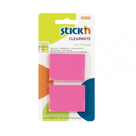 Stick'n ClearNote 21107 (1.5 x 2) Magenta 