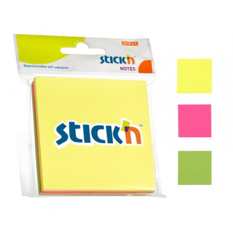 Stick'n Assorted Notes 21093 (3 x 3) Neon 3 Color