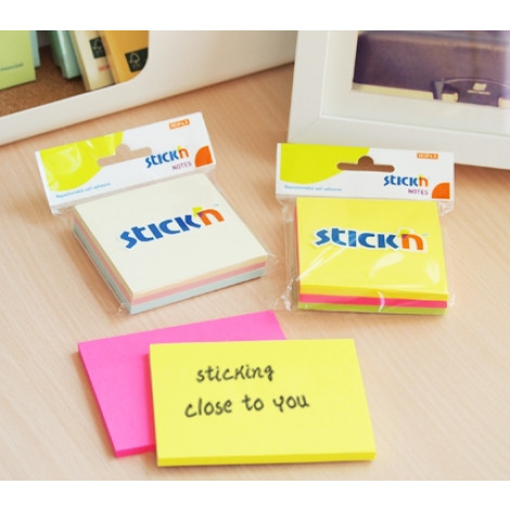 Stick'n Assorted Notes 21095 (3 x 4) Neon 2 Color