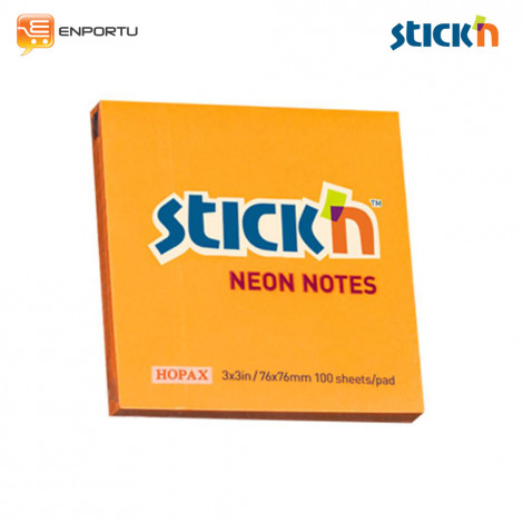 STICK'N 21164 Neon Orange Color (3x3 inch)
