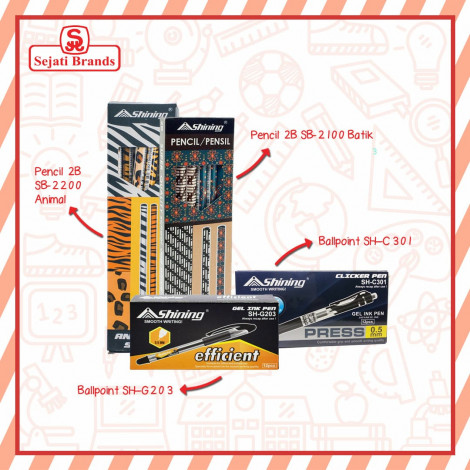 PAKET PULPEN SHINING GEL PEN DAN PENSIL 2B/ DAPAT 4 LUSIN