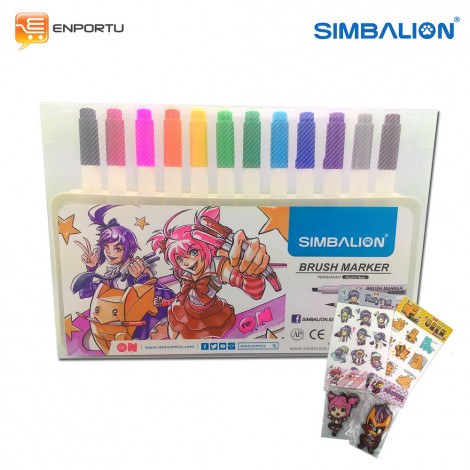 SIMBALION Brush Marker Set 12