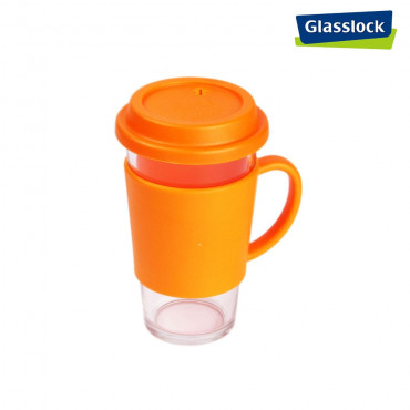 Glasslock Tumbler With Handle 500ml RC 106 Orange