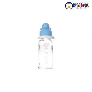 Puku Glass Feeding Bottle 140cc - 10104 Blue [ Botol Susu ]