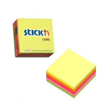 Stick'n 21203 (2 x 2) Neon Rainbow Cube