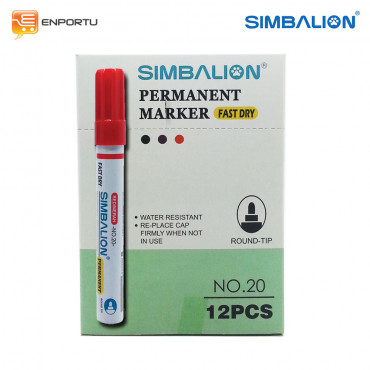 SIMBALION Spidol Permanent Red - 1 Lusin