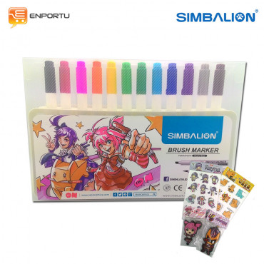 SIMBALION Brush Marker Set 12